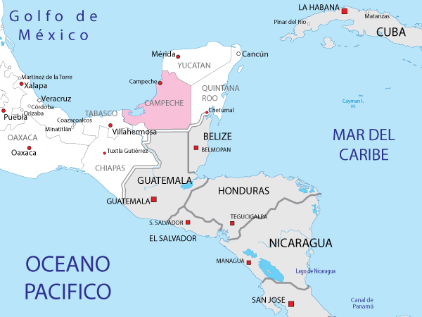 Mapa moderno de Campeche